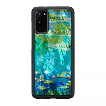 Apsauginis telefono dėklas iKins, skirtas Samsung Galaxy S20 — juodųjų vandens lelijų dizainas