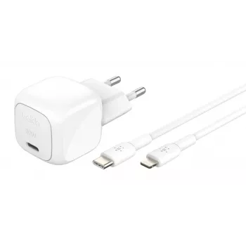 30W USB-C pakrovėjas Belkin WCA008KQ1MWH-B5 PD PPS, kompaktiškas maitinimo adapteris telefonams ir planšetėms