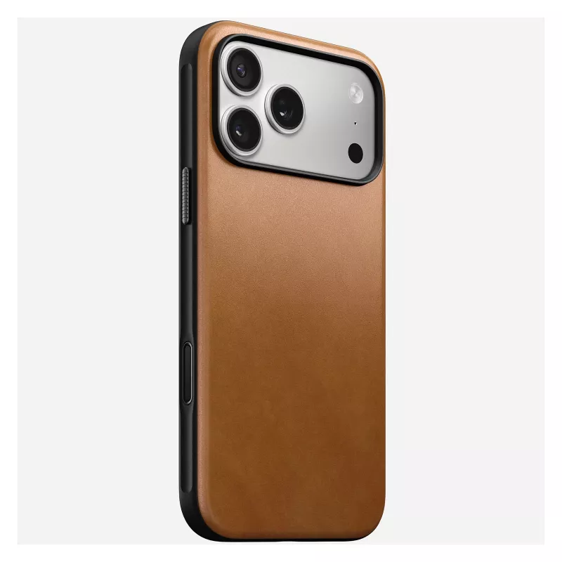 Mobiliojo telefono dėklas Nomad Modern Leather Case Cover, skirtas iPhone 17 Pro Max, 17,5 cm (6,9 col.), Tan, oda + PC/TPU