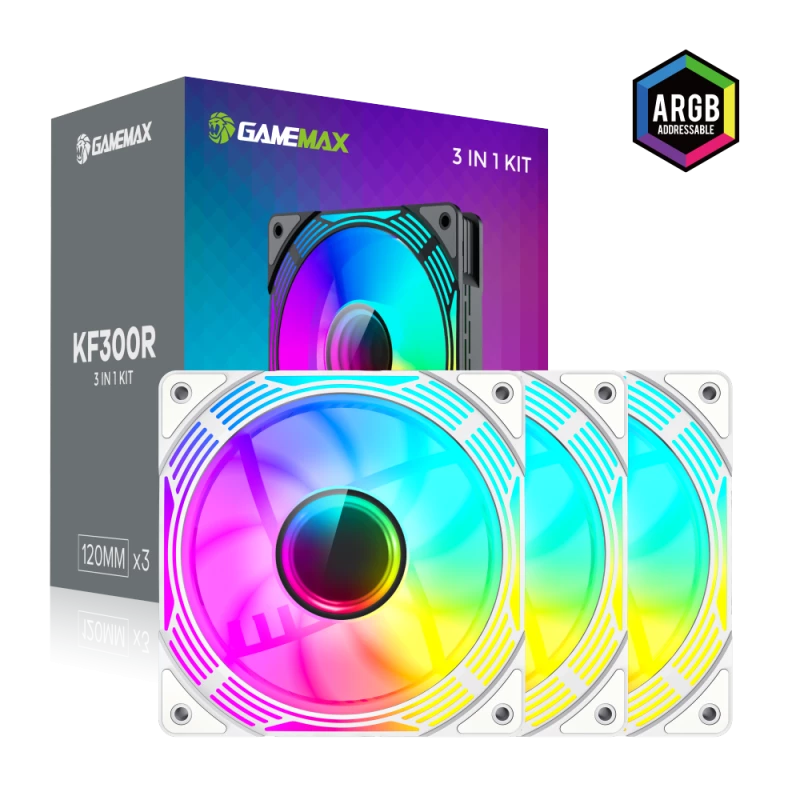 Gamemax | Korpuso ventiliatorius | KF300R BK | Balta