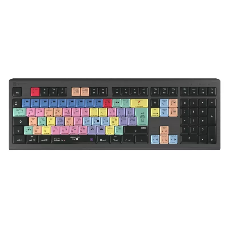Logickeyboard Adobe Premiere Pro CC ASTRA 2 apšviesta klaviatūra Mac prancūziška (LKB-PPROCC-A2M-FR)