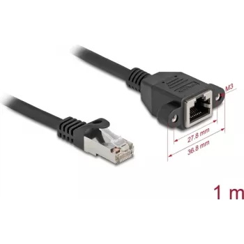 Tinklo kabelis DeLOCK 90775 juodas 1 m Cat6a S/FTP RJ-45