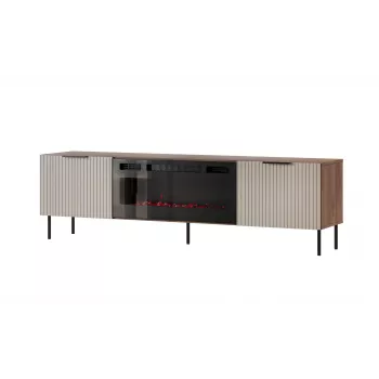 TV spintelė Cama Meble ALMERA 180,5×42×52,5 cm riešutmedžio/kašmyro su juodu židiniu