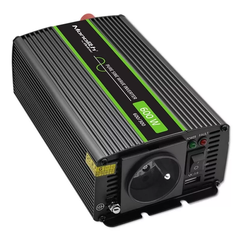 Qoltec Monolith maitinimo adapteris automobiliniam naudojimui 600 W juodas