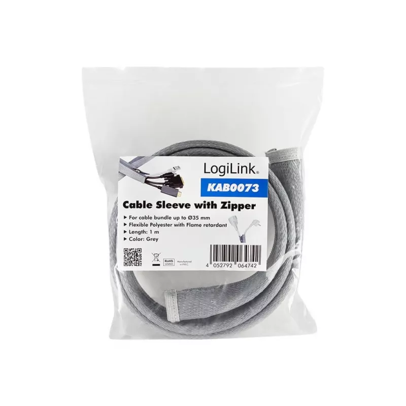 Kabelių rankovė LogiLink KAB0073 pilka