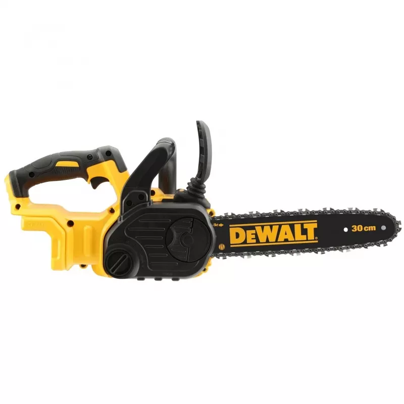 Grandininis pjūklas DeWALT DCM565N-XJ — belaidis, maitinamas baterijomis, 30 cm juosta, 5 Ah baterijos talpa, 0,14 L alyvos bakelis