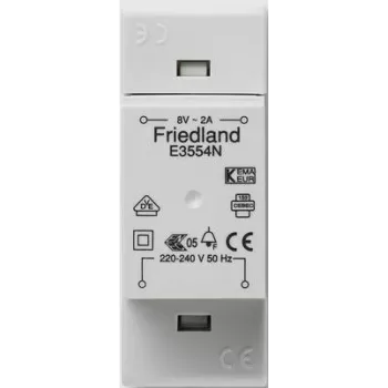 Friedland E3554N, 220 - 240 V, 50 Hz, 8 V, 2 A, pilka, 34 mm