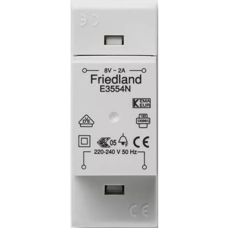 Friedland E3554N, 220 - 240 V, 50 Hz, 8 V, 2 A, pilka, 34 mm