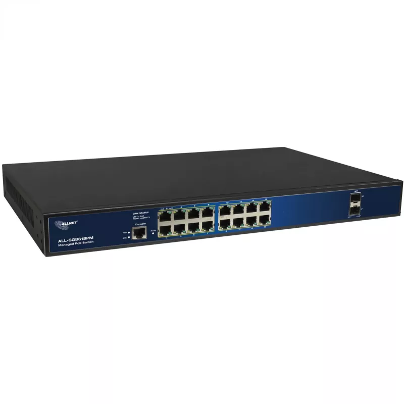 PoE komutatorius ALLNET ALL-SG8618PM 18 prievadų Gigabit (16 PoE + 2 jungiamieji)