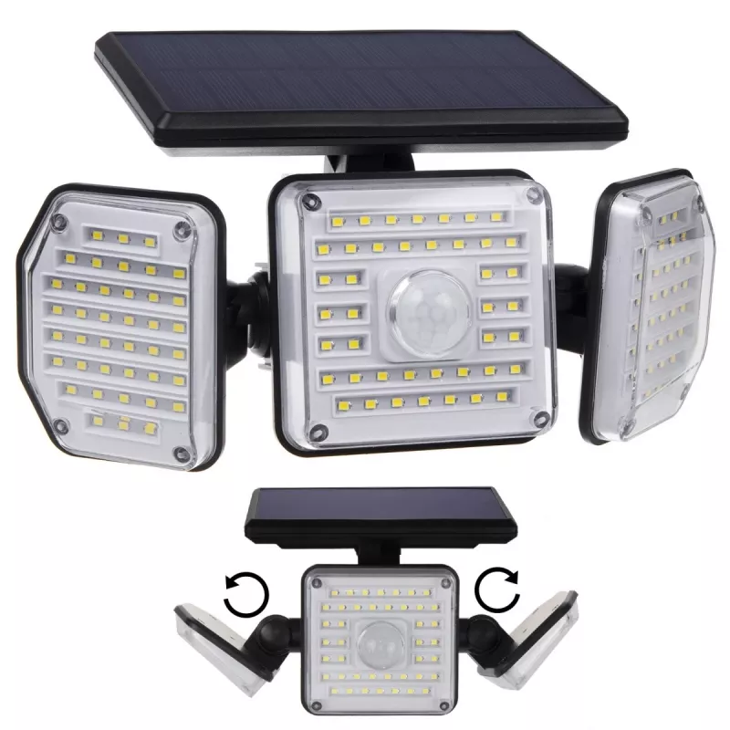 Maclean IP65 saulės energijos LED lempa su judesio ir prieblandos-šviesos jutikliu IP65 4W 320lm 4000K Li-ion 1200 mAh 3 darbo režimai prožektorius apsaugai sodui įėjimui HQ
