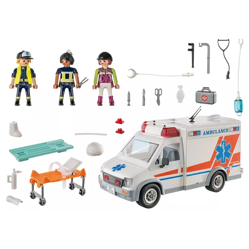 Žaislinis greitosios pagalbos automobilis PLAYMOBIL 71232 — įvairiaspalvis, skirtas 4–10 metų, AAA baterija