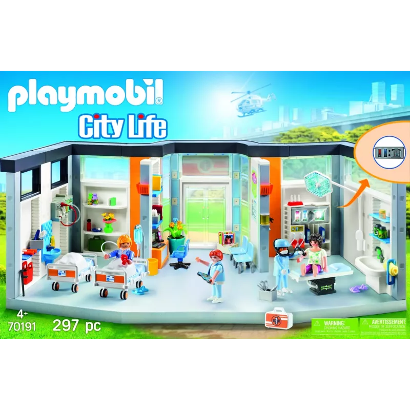 Žaislinė figūrėlė Playmobil 70191 Įrengtas ligoninės korpusas, 297 dalys