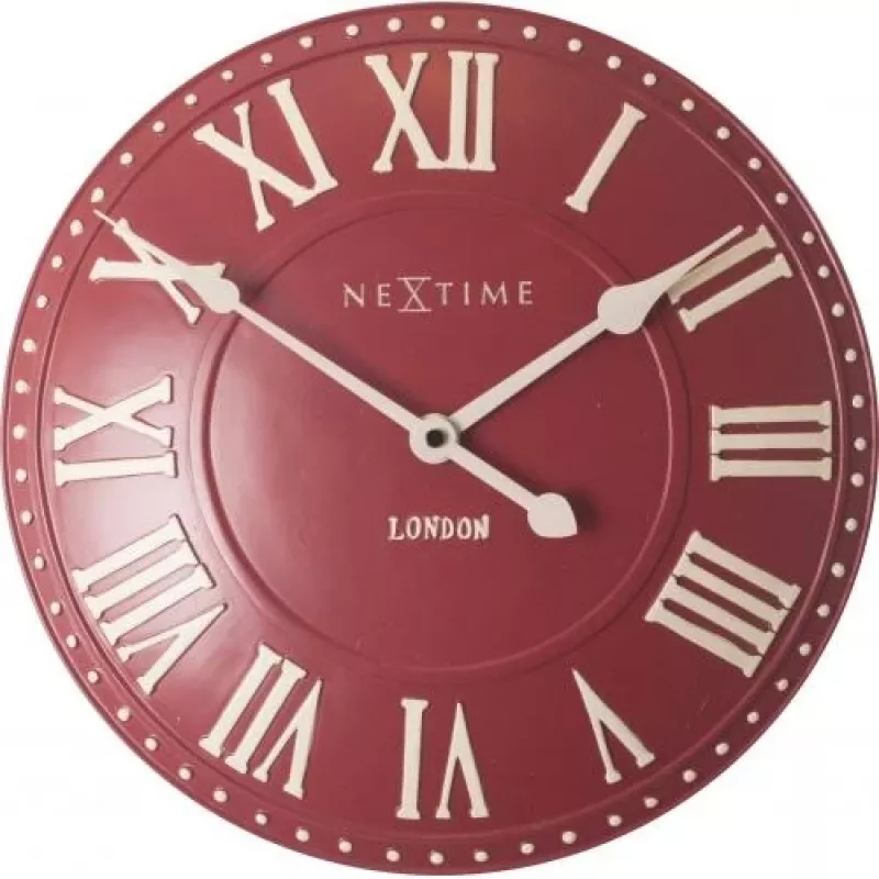 NeXtime klok 3083ro London Roman, Ø34,5 cm, Sieninis, Raudona/Balta