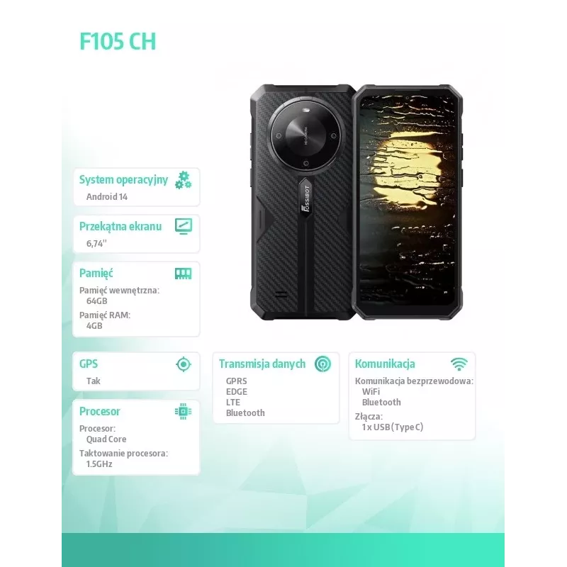 Išmanusis telefonas FOSSiBOT F105 juodas Ch — FOSSIBOTF105JuodaCH