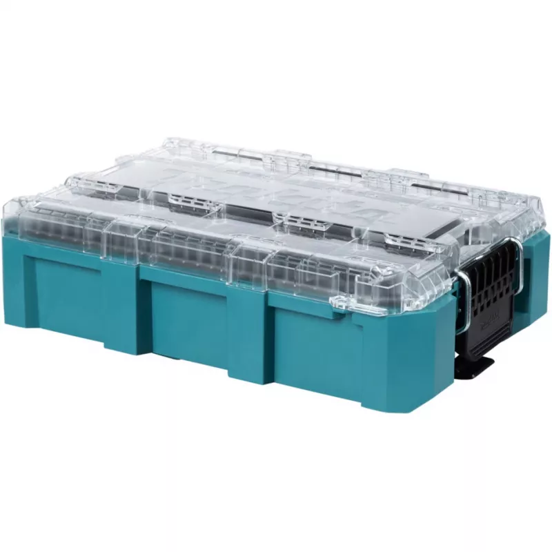 MAKTRAK Organizer deep M, įrankių dėžė mėlyna/permatoma, permatomas dangtis