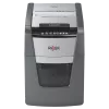 Popieriaus smulkintuvas REXEL Optimum AutoFeed+ 100X — 100 lapų automatinis padavimas, 4 x 28 mm kryžminis pjovimas, 34 L dėžė, aliuminis