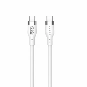 HYPER HyperJuice 240W Silikoninis USB-C į USB-C laidas (3 pėdos/1 m) - Baltas