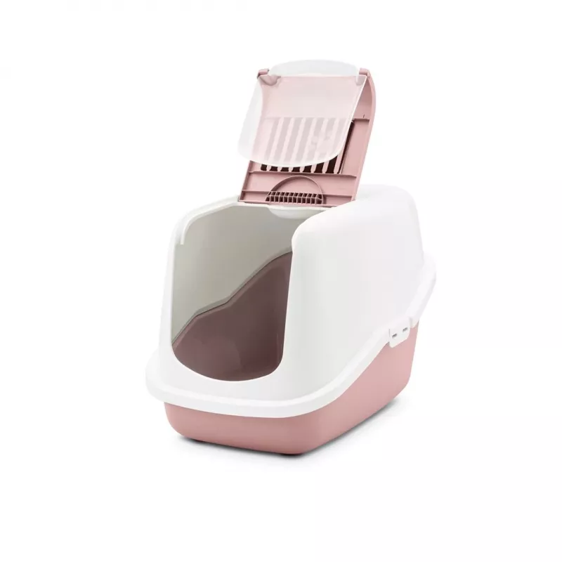 Uždara kačių tualeto dėžutė Savic Nestor White-Pink, su gaubtu, 56×39×38,5 cm