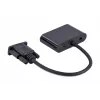 Vaizdo kabelio adapteris GEMBIRD A-VGA-HDMI-02 0,15 m — HDMI + VGA (D-Sub) jungtis (moteriška) į VGA (D-Sub) jungtį (vyriška), juoda