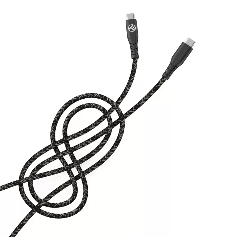 USB Type-C į Type-C duomenų kabelis Tellur TLL155471, 1 m, 3 A, 60 W PD, nailoninis pintas, juodas