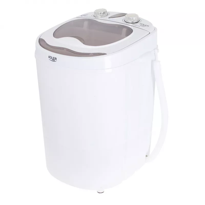 Viršutinio įkrovimo skalbimo mašina Adler AD 8055, nešiojama 3 kg talpa, kreminė, sukamoji valdymo rankenėlė, 150 W