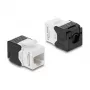Keystone modulis DELOCK RJ45 į LSA Cat.6 UTP, be įrankių, plokščia konstrukcija, 16,2×28,2×19,4 mm, juoda/baltas