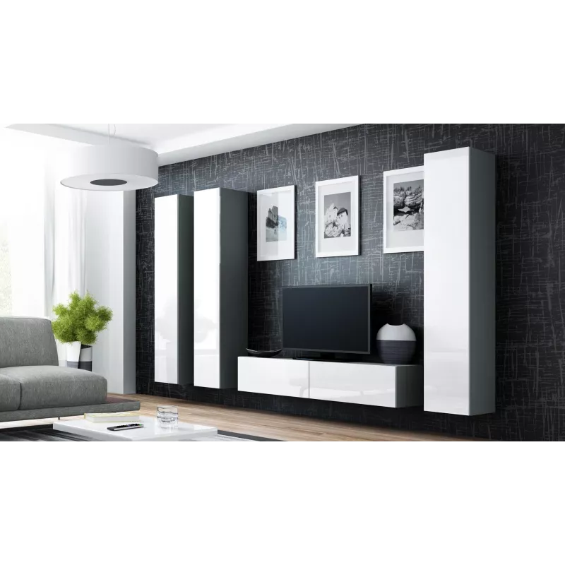 Cama TV stovas VIGO 140 30/140/40 sonomos ąžuolas/baltas blizgus