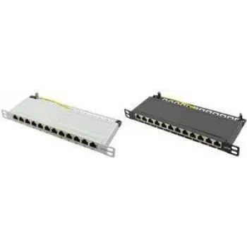 LogiLink - pataisų skydelis - montuojamas į stovą - RJ-45 X 12 - šviesiai pilkas, RAL 7035 - 0,5U - 25,4 cm (10)