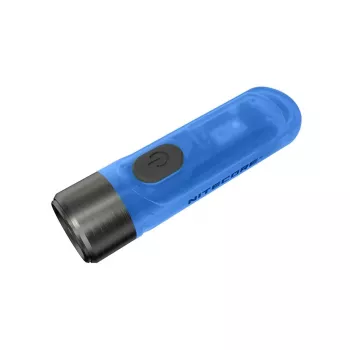 Raktų pakabuko žibintuvėlis Nitecore TIKI GITD BLUE — pilkas, USB įkraunamas, 1 lm, 55 mm, 12 g, IP66, atsparus smūgiams