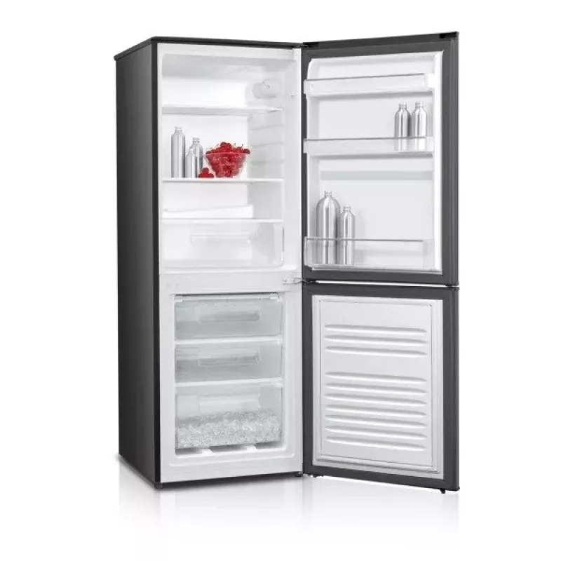 Šaldytuvas-šaldiklis MPM MPM-215-KB-39/E — 215 l, apatinis šaldiklis, tamsus inoksas, apgręžiamos durys, LED apšvietimas