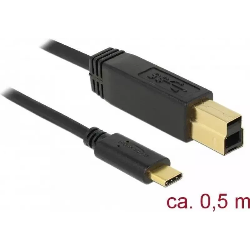 USB laidas DeLOCK 83674 USB 3.2 Gen 2 0,5 m USB C USB B juodas