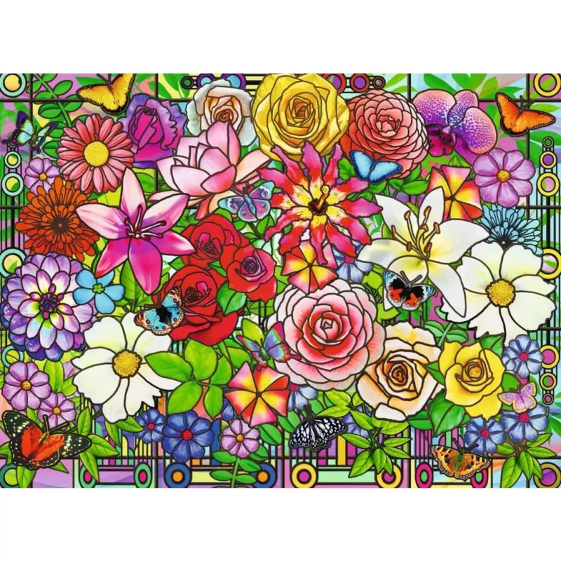 Dėlionė Ravensburger Feel Well & Puzzle - Flower Window, 100 dalių, lytėjimo elementai