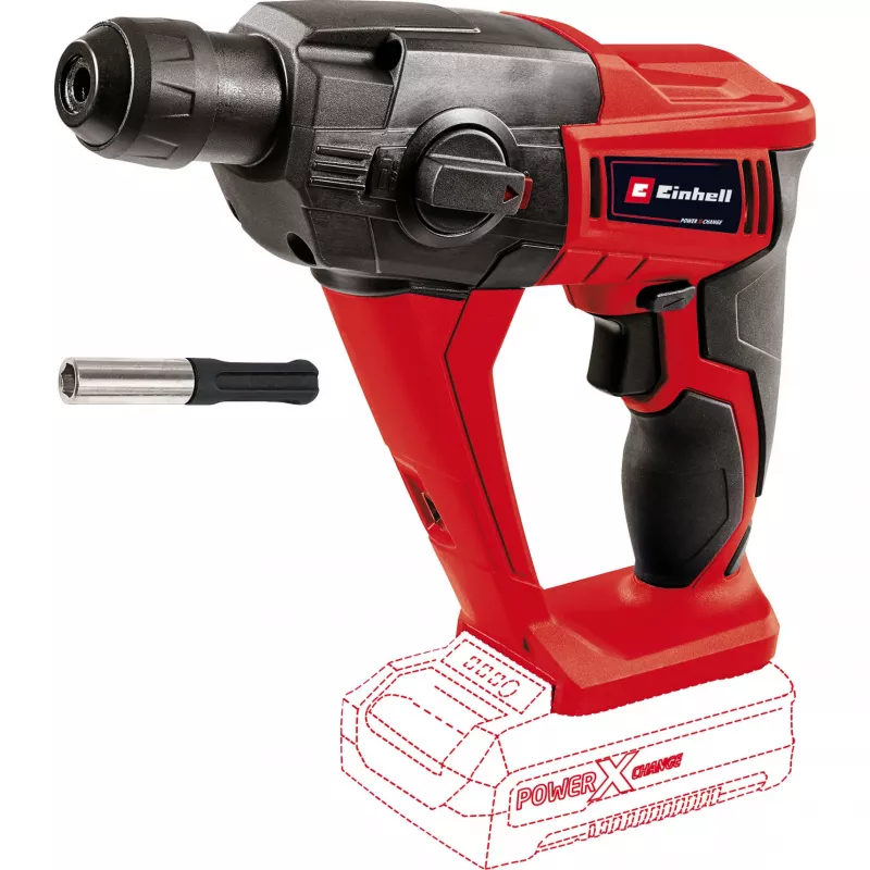 Akumuliatorinis plaktukas gręžtuvas EINHELL Power X-Change TE‑HD 18 Li, 18V, ličio jonų 4,0 Ah Plus, su grąžtų ir kaltų rinkiniu