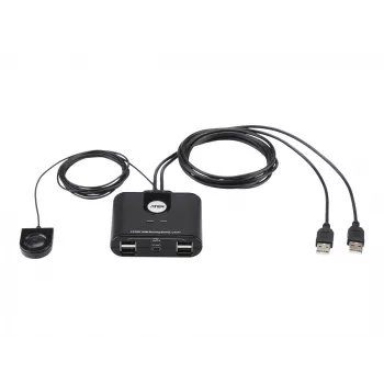 USB 2.0 2 prievadų periferinių įrenginių dalijimosi įrenginys ATEN US224AT — USB Type-A, 1,8 m kabelis, juodas