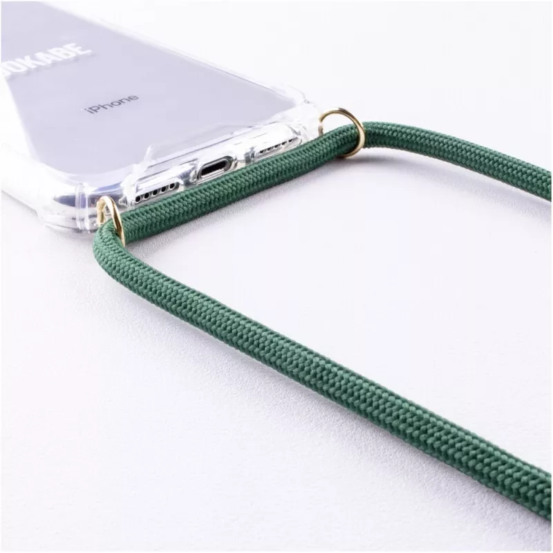 Necklace dėklas, skirtas iPhone Xs Max, Lookabe — auksinis su žaliu dirželiu