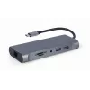Gembird A-CM-COMBO7-01 nešiojamojo kompiuterio dokas / prievadų replikatorius USB 3.2 Gen 1 Type-A pilkas