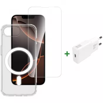 Mobiliojo telefono pradinis rinkinys 4smarts 541359 permatomas baltas 9H stiklas