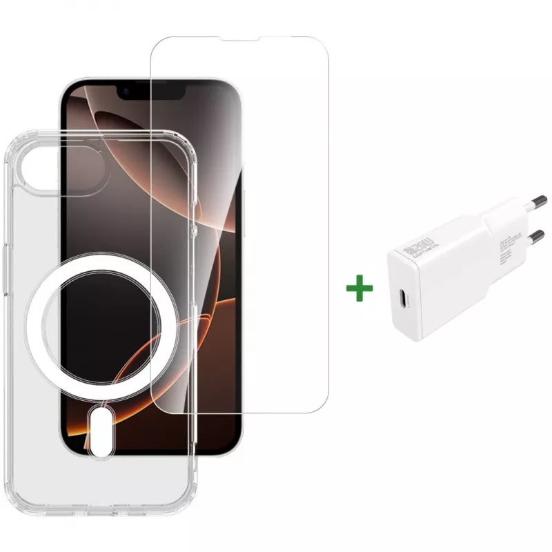 Mobiliojo telefono pradinis rinkinys 4smarts 541359 permatomas baltas 9H stiklas