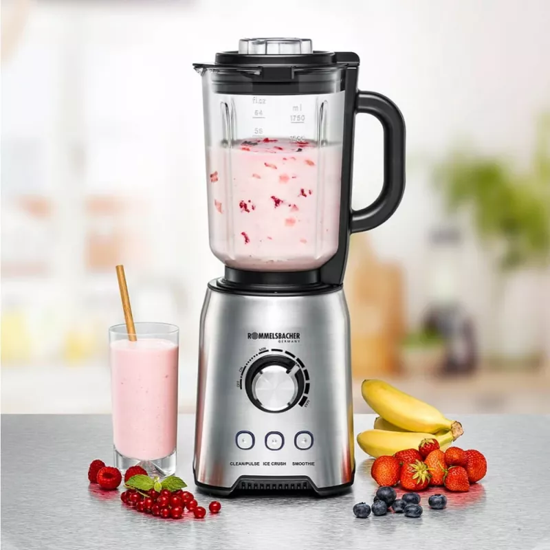 Stacionarus blenderis Rommelsbacher MX 1250 — 1200 W, 1,75 l stiklinis indas, nerūdijantis plienas