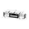 TV spintelė Cama Meble ROVA su elektriniu židiniu, 190x37x48 cm, juoda/juodai blizgi