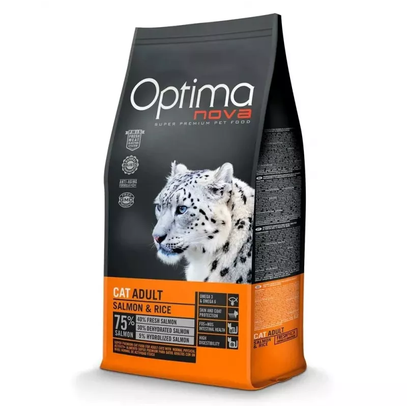 Sausas kačių maistas Optimanova Cat Adult Salmon & Rice 8 kg