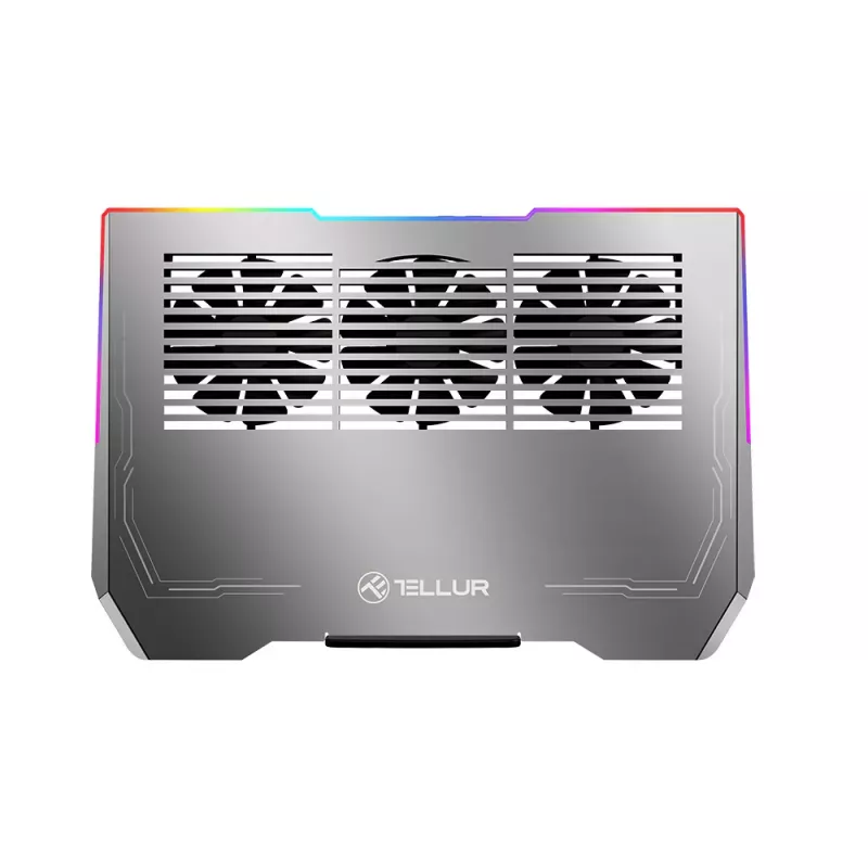 Nešiojamojo kompiuterio aušintuvas Tellur TLL491321 17,3 colio nešiojamiesiems kompiuteriams, 3 ventiliatoriai, RGB LED apšvietimas