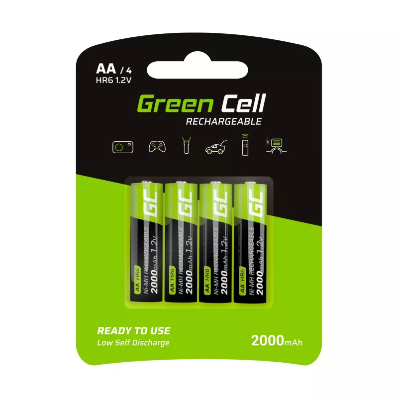 Įkraunama baterija Green Cell GR02 — NiMH AA 1,2V 2000 mAh, 2 vnt.