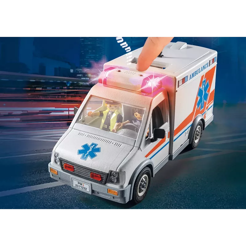 Žaislinis greitosios pagalbos automobilis PLAYMOBIL 71232 — įvairiaspalvis, skirtas 4–10 metų, AAA baterija