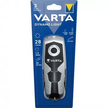 Varta Dynamo Light LED - rankinis žibintuvėlis - Juoda - Pilka - Plastikas - 3 lempos - 28 lm - 26 m