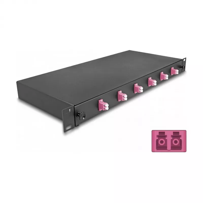 Skaidulinės optikos sujungimo dėžutė DeLOCK 66999 juoda metalinė 482x220x44mm