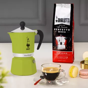 Bialetti Rainbow Moka puodas Juoda, Žalia