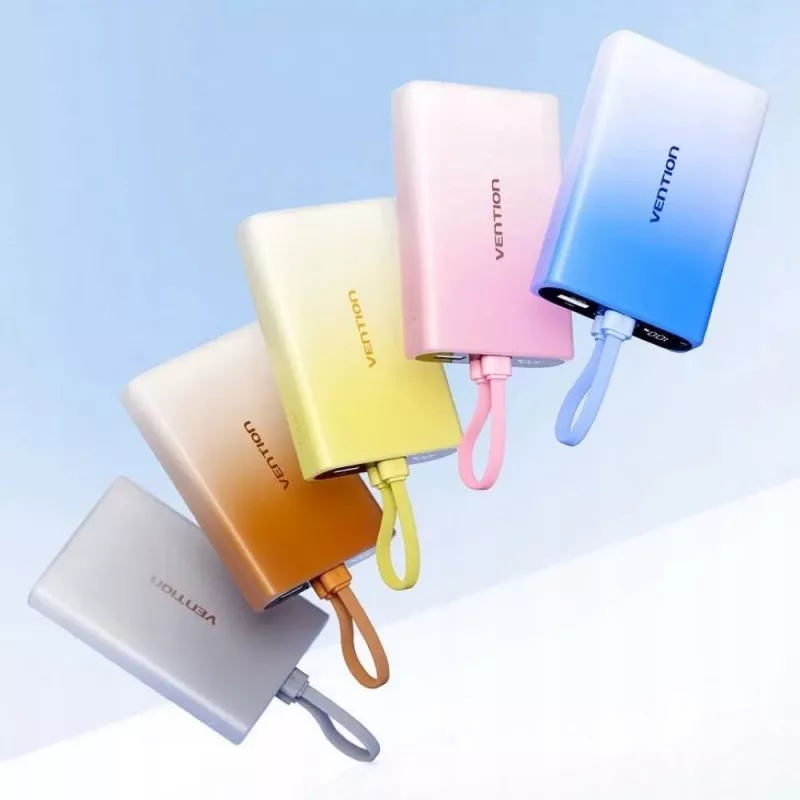 Nešiojamasis įkroviklis Vention 10000 mAh su USB-C, „Lightning“ ir USB-A, 22,5 W išėjimo galia, varis