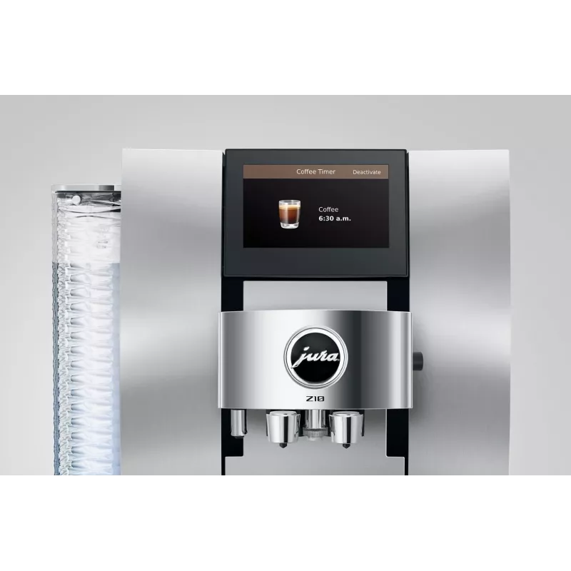 Visiškai automatinis espreso aparatas JURA Z10 (EB) — 2,4 l vandens talpa, įmontuotas malūnėlis, 1450 W, aliuminis / balta