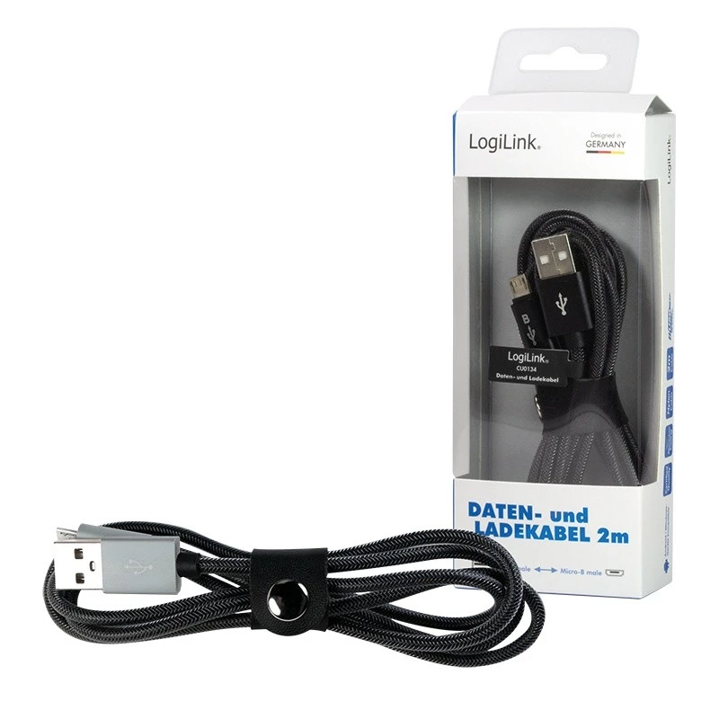 Sinchronizavimo ir įkrovimo laidas USB-A į Micro-B kištukas 2m